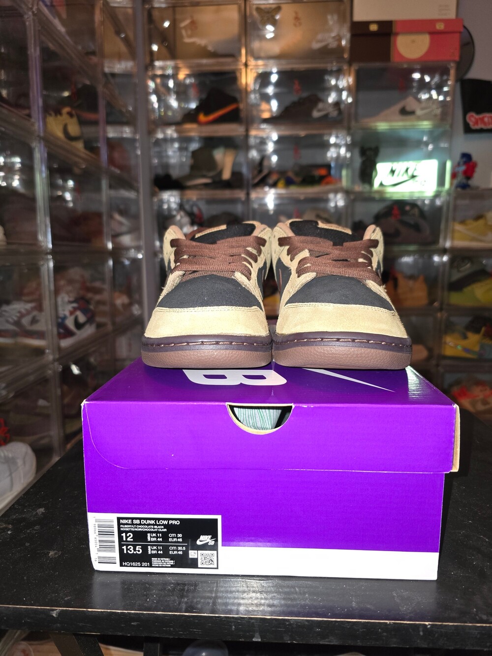 Nike SB Dunk Low Pro Shoes Size 12 Filbert/Lt Chocolate-Black Suede